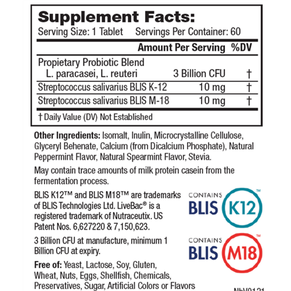 NBX Wellness Probiotic ENT Defend 60 chewable tablets