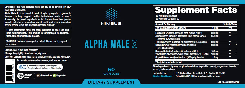 Nimbus Healthcare Alpha Male X 60 capsules