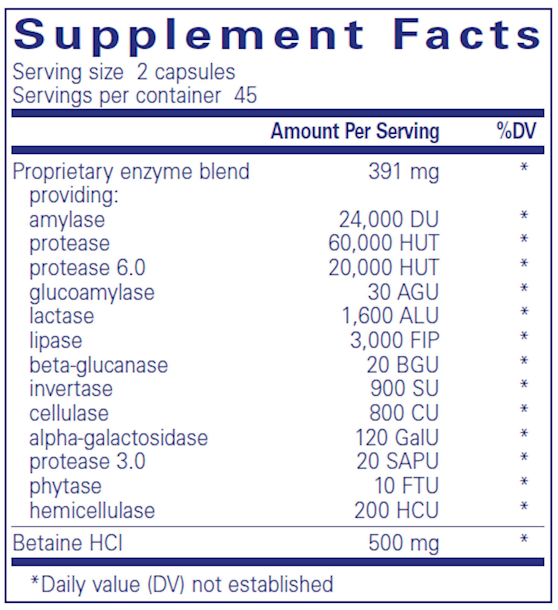 Pure Encapsulations Digestive Enzymes Ultra with Betaine HCL 90 capsules