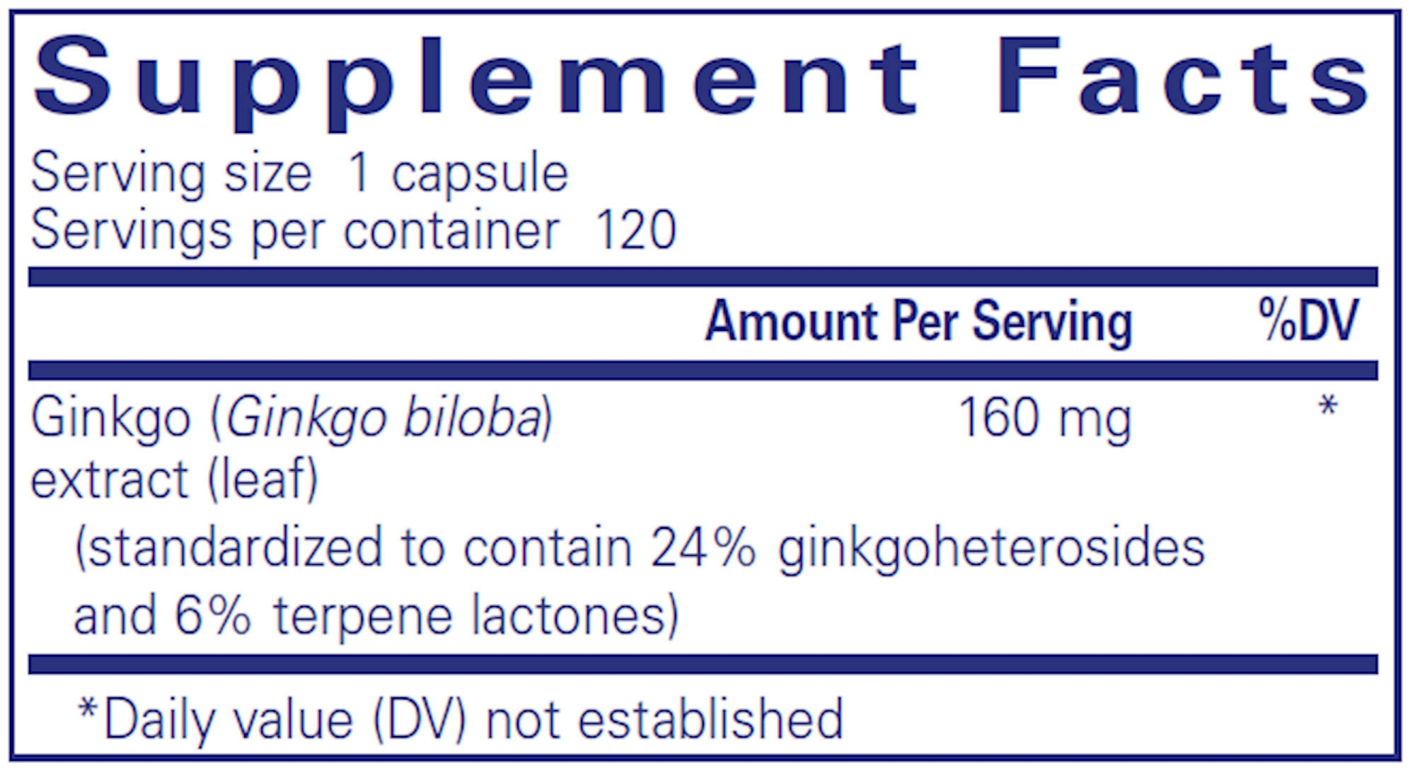 Pure Encapsulations Gingko 50 160mg 120 capsules