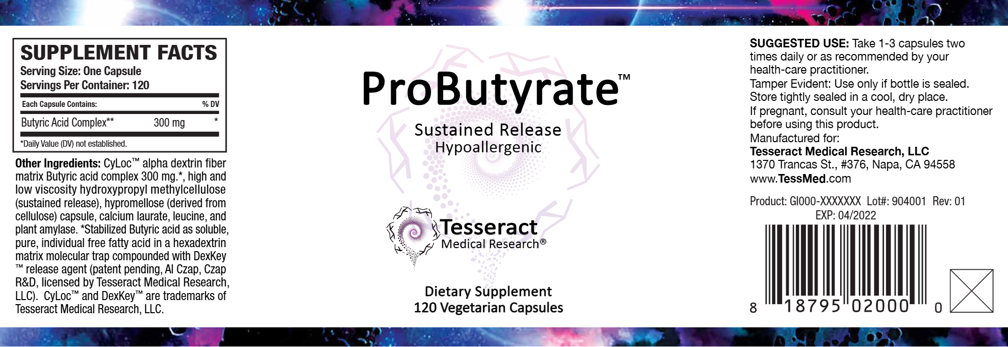 Tesseract Medical Research ProButyrate 120 capsules